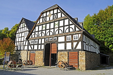 Sauerland village, historic timber-framed house, open-air museum, Westphalian State Museum for Ethnology, Detmold, North Rhine-Westphalia, Germany, Europe