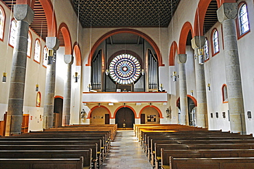 Organ, Rosetta, St Jakobi church, Coesfeld, Muensterland region, North Rhine-Westphalia, Germany, Europe