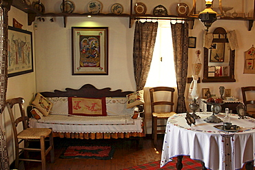 Room, Lychnostatis open-air museum, museum of local history, museum of traditional Cretan life, Hersonissos, Crete, Greece, Europe