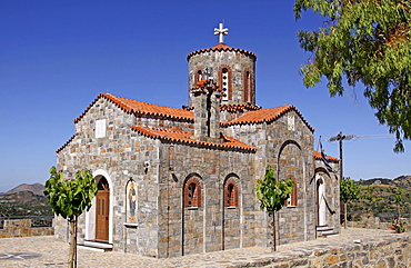 Church, mountain village of Axos, Crete, Greece, Europe