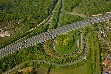 Aerial photo, A2 and A31 Friesenspiess motorway junction, Bottrop, Ruhrgebiet area, North Rhine-Westphalia, Germany, Europe