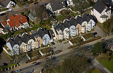 Aerial photo, residential development on Frankenstrasse, a street in Essen, Ruhr area, North Rhine-Westphalia, Germany, Europe