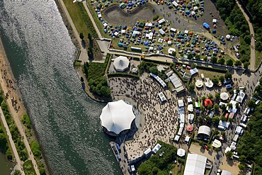 Aerial photo, Rock Hard Festival, BuGa Grounds, Ge-Horst, Rhein-Herne Canal, Buer, Gelsenkirchen, Ruhr area, North Rhine-Westphalia, Germany, Europe