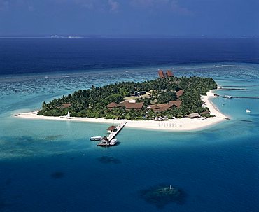 Laguna, Velassaru, aerial photograph, South Male Atoll, Maldives, Indian Ocean