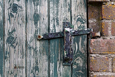 Lock on an old wooden door, Texel, Holland, The Netherlands, Europe