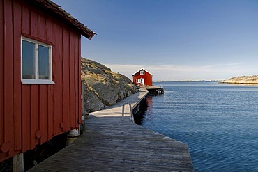 Red timber house on Tjoern on the west coast of Sweden, Scandinavia, Europe