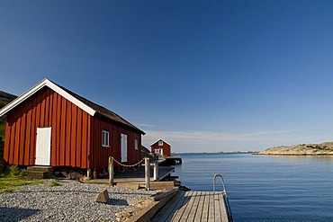 Red timber house on Tjoern on the west coast of Sweden, Scandinavia, Europe