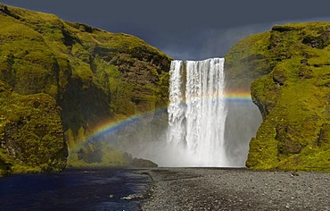 Skogarfoss waterfalls with rainbow, Iceland, Europe