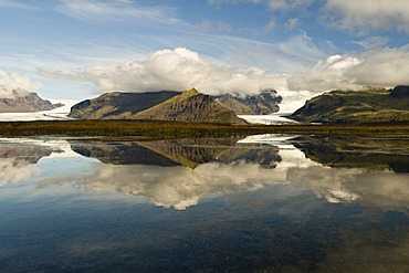 Lake and glacier in the Skaftafell National Park, Iceland, Europe