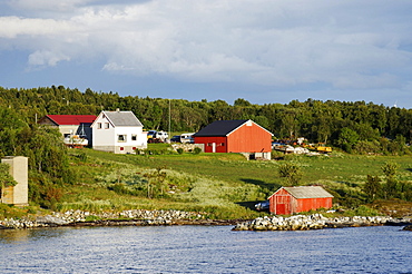 Single-family homes at the shore, Rorvik, Norway, Scandinavia, Europe