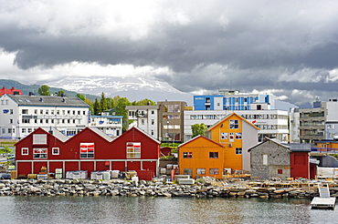Houses at the Tromsoysundet, Tromso, Norway, Scandinavia, Europe