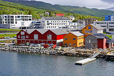 Houses at the Tromsoysundet, Tromso, Norway, Scandinavia, Europe