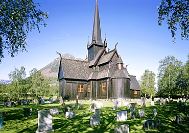 Stave church Lom, Norway, Scandinavia, Europe