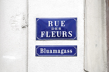 Street sign, city centre, Mulhouse, Alsace, France, Europe