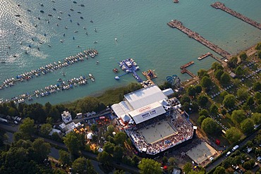 Beach Volleyball Grand Slam, aerial photo, Klagenfurt, Lake Woerthsee, Carinthia, Austria, Europe