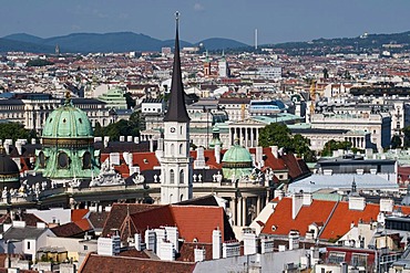 View from St. Stephen's Cathedral on the city with Hofburg and Parliament, Vienna, Austria, Europe