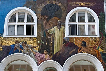 Mosaic on building, Kaerntner Strasse, Vienna, Austria, Europe