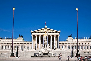 Parlament parliament building, Pallas-Athene-Brunnen fountain, Ringstrasse street, Vienna, Austria, Europe