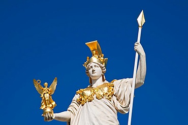 Parlament parliament building, Pallas Athene statue, Ringstrasse street, Vienna, Austria, Europe