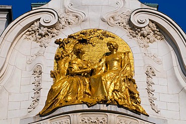 Golden relief, Palais Schwarzenberg city palace at the Schwarzenbergplatz square, Vienna, Austria, Europe