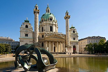 Sculpture by Henry Moore, "Hill Arches", Karlskirche church, Vienna, Austria, Europe