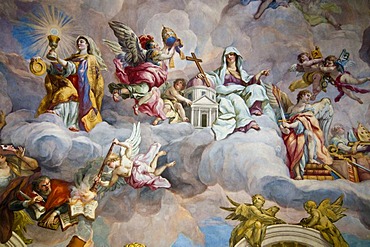 Detail of the cupola fresco by Johann Michael Rottmayr, Karlskirche church, Vienna, Austria, Europee