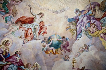 Detail of the cupola fresco by Johann Michael Rottmayr, Karlskirche church, Vienna, Austria, Europe