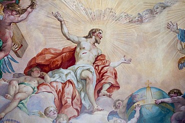 Detail of the cupola fresco by Johann Michael Rottmayr, Karlskirche church, Vienna, Austria, Europe