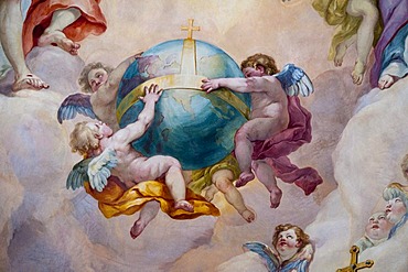 Detail of the cupola fresco by Johann Michael Rottmayr, Karlskirche church, Vienna, Austria, Europe