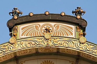 Art Nouveau detail of the city railway station Karlsplatz, 1899, by Otto Wagner, Vienna, Austria, Europe