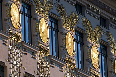 Art Nouveau building on Wienzeile, Vienna Row, a street in Vienna, Austria, Europe