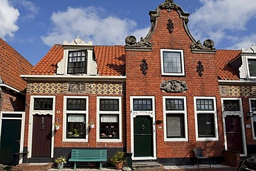 Antique red brick house facade, medieval village Edam, Holland, Netherlands, Europe