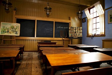 1905 school classroom, Zuiderzee museum, Enkhuizen, North Holland, Netherlands, Europe