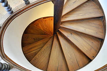 Spiral staircase in the Royal Palace Palacio Nacional de Sintra in Sintra near Lisbon, part of the "Cultural Landscape of Sintra", UNESCO World Heritage Site, Portugal, Europe