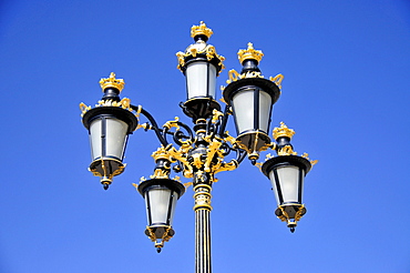 Gilded street lanterns on the grounds of the Palacio Real, Royal Palace, Madrid, Spain, Iberian Peninsula, Europe