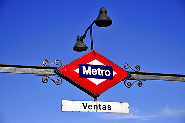 Sign at a metro station, Las Ventas Bullring, Madrid, Spain, Iberian Peninsula, Europe