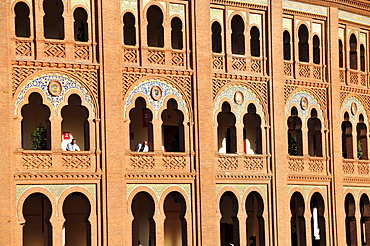 Detail of the facade of the Plaza de Toros Las Ventas, Las Ventas Bullring, Madrid, Spain, Iberian Peninsula, Europe