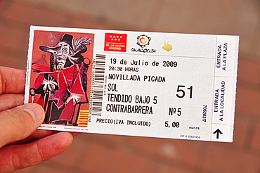 Admission ticket to Las Ventas Bullring, Madrid, Spain, Iberian Peninsula, Europe