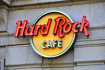 Sign at the Hard Rock Cafe at Paseo de la Castellana, nightlife, Madrid, Spain, Iberian Peninsula, Europe