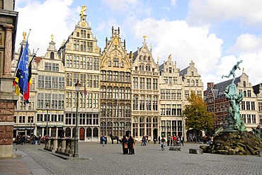 Former guild houses, Grote Markt square, Antwerp, Belgium, Europe