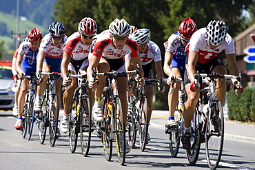 Group of cyclists cycling in the GP Tell 2009, Switzerland, Europe