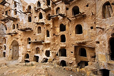 Open storage space in the inner wall of the Berber granary Qasr al-Haj, Nafusa Mountains, Libya, Africa