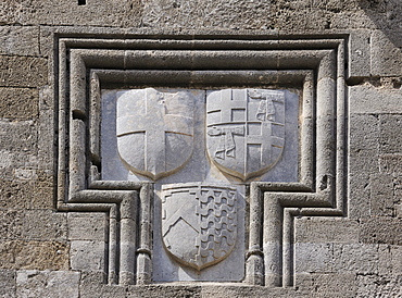 Coat of Arms, Knight Street, Odos Ippoton, Rhodes Town, Rhodes, Greece, Europe