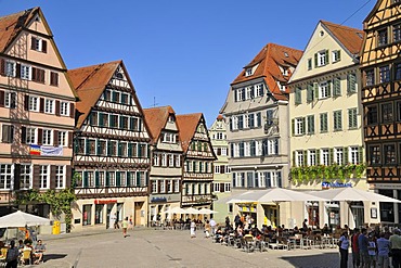 Houses on the market square, Tuebingen, Baden-Wuerttemberg, Germany, Europe