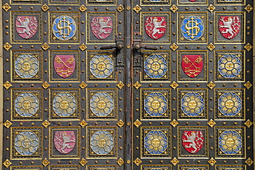 Entrance to the church of St. Peter and Paul, detail, Vysherad Hill, Prague, Czech Republic, Europe