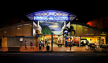 Night scene Night Markets, shopping mall, Cairns, Queensland, Australia