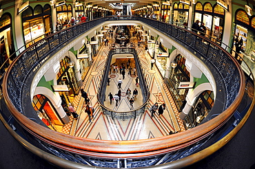 Balustrades, arcades, boutiques, QVB, Queen Victoria Building, shopping centre, Sydney, New South Wales, Australia