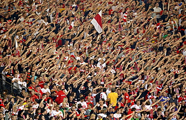 Fanblock, VfB Stuttgart, Mercedes-Benz Arena, Stuttgart, Baden-Wuerttemberg, Germany