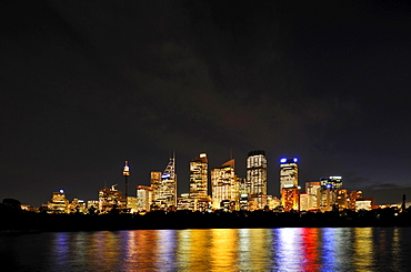 Sydney skyline, TV Tower, Central Business District, night, Sydney, New South Wales, Australia