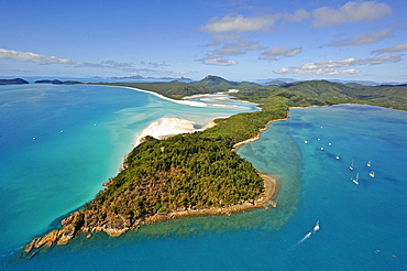 Aerial view of Whitehaven Beach, Whitsunday Island, right Hook Island, Whitsunday Islands National Park, Queensland, Australia